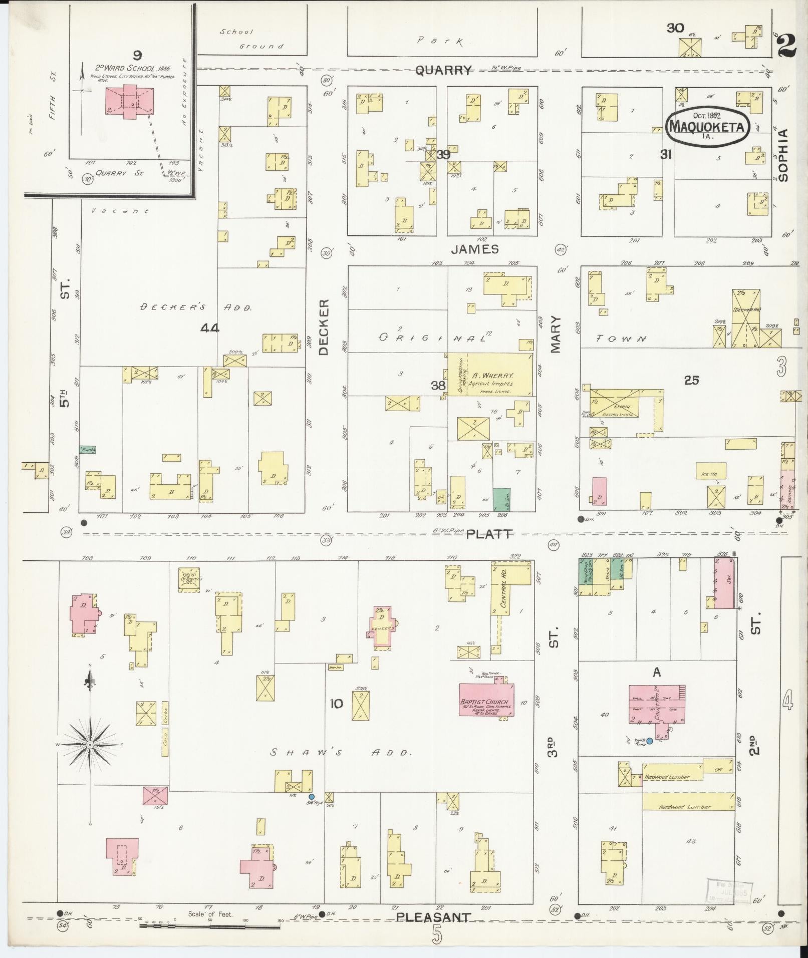 Sanborn Fire Insurance Map from Maquoketa, Jackson County, Iowa (1892), Sheet #0002 - Historic Sanborn Fire Insurance Map Print