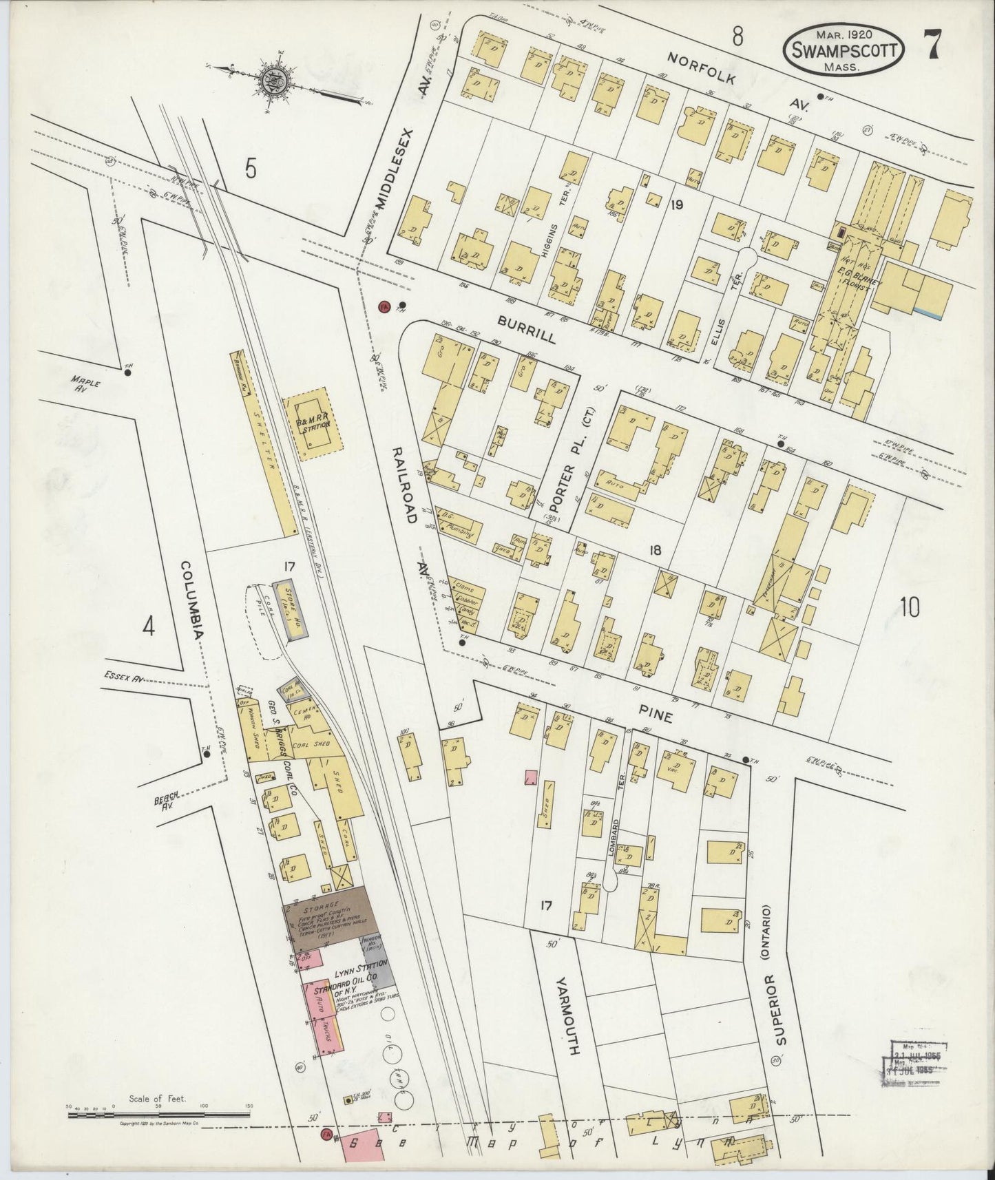 Sanborn Fire Insurance Map from Swampscott, Essex County, Massachusetts (1920), Sheet #0007 - Complete Map Set gallery image, historic Sanborn map, vintage wall art, Massachusetts Massachusetts