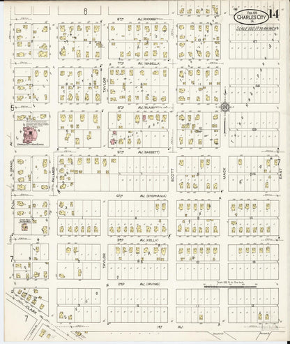 Sanborn Fire Insurance Map from Charles City, Floyd County, Iowa (1915), Sheet #0014 - Historic Sanborn Fire Insurance Map Print