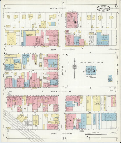 Sanborn Fire Insurance Map from Clay Center, Clay County, Kansas (1911), Sheet #0005 - Complete Map Set gallery image, historic Sanborn map, vintage wall art, Kansas Kansas