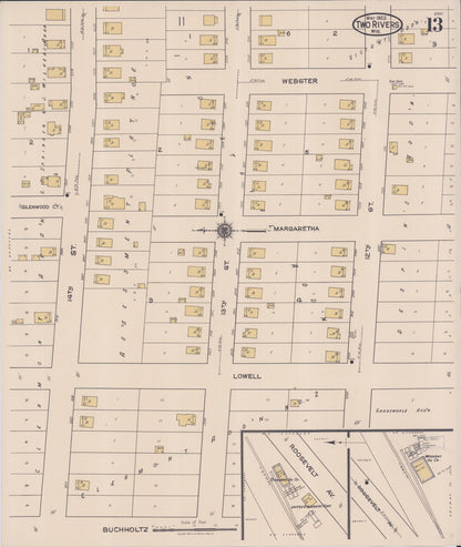 Sanborn Fire Insurance Map from Two Rivers, Manitowoc County, Wisconsin (1922), Sheet #0013 - Complete Map Set gallery image, historic Sanborn map, vintage wall art, Wisconsin Wisconsin