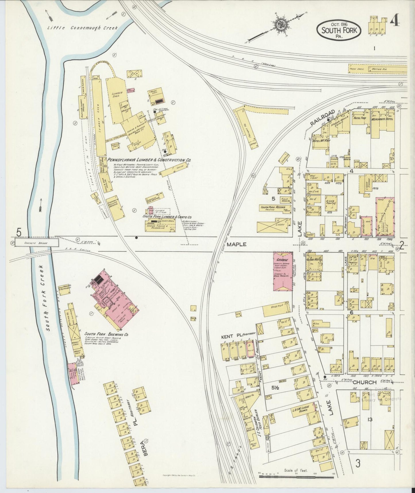 Sanborn Fire Insurance Map from South Fork, Cambria County, Pennsylvania (1916), Sheet #0004 - Complete Map Set gallery image, historic Sanborn map, vintage wall art, Pennsylvania Pennsylvania
