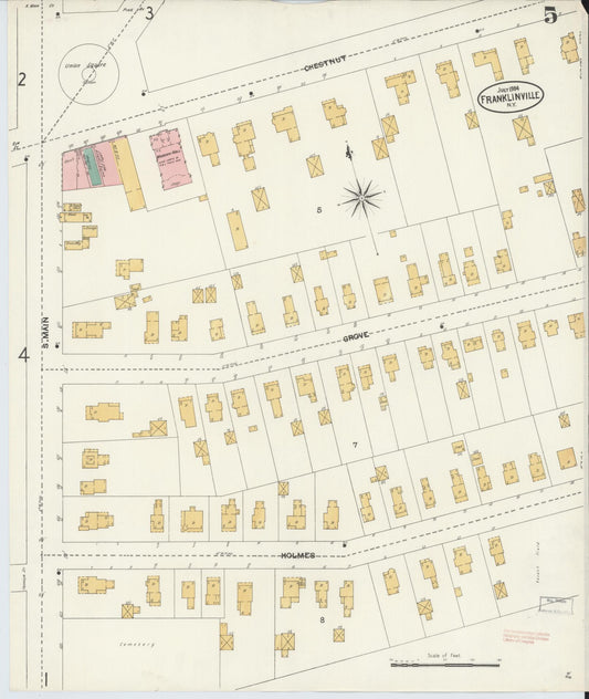 Sanborn Fire Insurance Map from Franklinville, Cattaraugus County, New York (1904), Sheet #0005 - Historic Sanborn Fire Insurance Map Print, vintage old map wall art, antique decor, genealogy gift, New York New York map