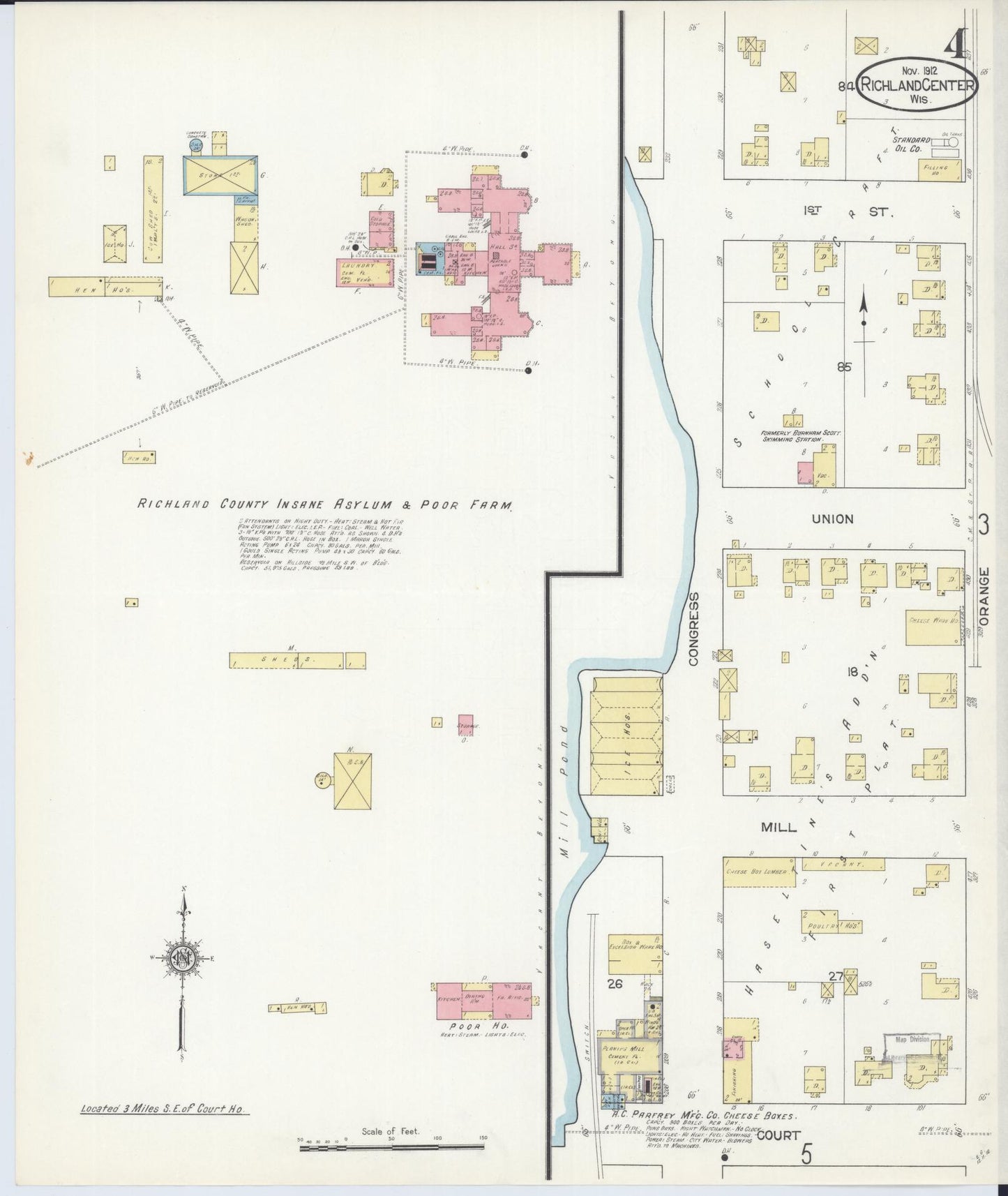 Sanborn Fire Insurance Map from Richland Center, Richland County, Wisconsin (1912), Sheet #0004 - Complete Map Set gallery image, historic Sanborn map, vintage wall art, Wisconsin Wisconsin