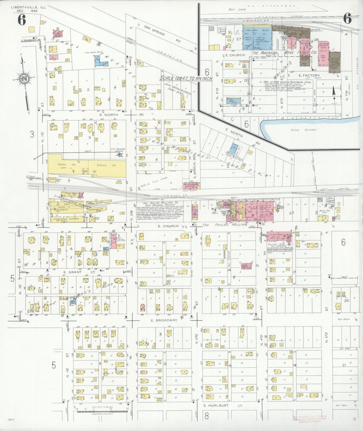 Sanborn Fire Insurance Map from Libertyville, Lake County, Illinois (1933), Sheet #0006 - Historic Sanborn Fire Insurance Map Print, vintage old map wall art, antique decor, genealogy gift, Illinois Illinois map
