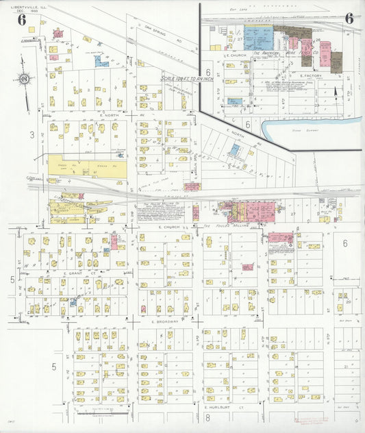 Sanborn Fire Insurance Map from Libertyville, Lake County, Illinois (1933), Sheet #0006 - Historic Sanborn Fire Insurance Map Print, vintage old map wall art, antique decor, genealogy gift, Illinois Illinois map