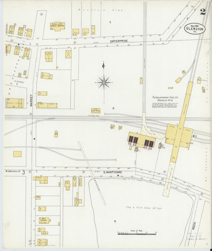 Sanborn Fire Insurance Map from Glen Lyon, Luzerne County, Pennsylvania (1903), Sheet #0002 - Complete Map Set gallery image, historic Sanborn map, vintage wall art, Pennsylvania Pennsylvania