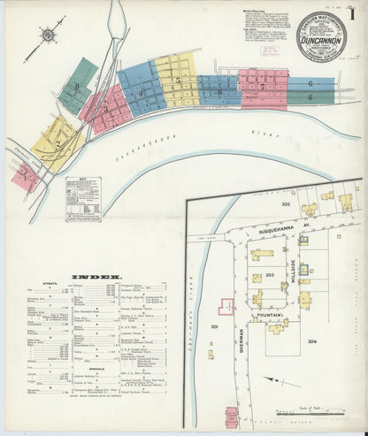 Sanborn Fire Insurance Map from Duncannon, Perry County, Pennsylvania (1911), Sheet #0001 - Complete Map Set gallery image, historic Sanborn map, vintage wall art, Pennsylvania Pennsylvania