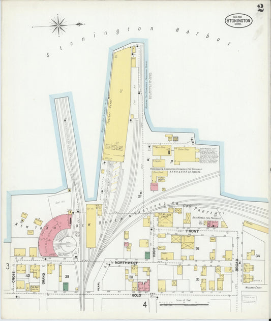 Sanborn Fire Insurance Map from Stonington, New London County, Connecticut (1901), Sheet #0002 - Historic Sanborn Fire Insurance Map Print, vintage old map wall art, antique decor, genealogy gift, Connecticut Connecticut map
