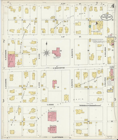 Sanborn Fire Insurance Map from Fairmount, Grant County, Indiana (1902), Sheet #0004 - Complete Map Set gallery image, historic Sanborn map, vintage wall art, Indiana Indiana