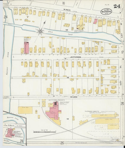Sanborn Fire Insurance Map from Newark, Licking County, Ohio (1905), Sheet #0024 - Complete Map Set gallery image, historic Sanborn map, vintage wall art, Ohio Ohio