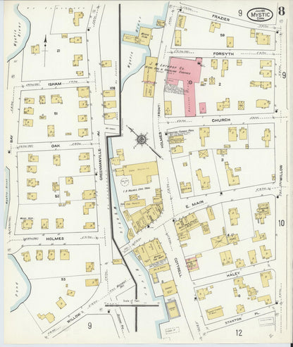 Sanborn Fire Insurance Map from Mystic, New London County, Connecticut (1911), Sheet #0008 - Complete Map Set gallery image, historic Sanborn map, vintage wall art, Connecticut Connecticut
