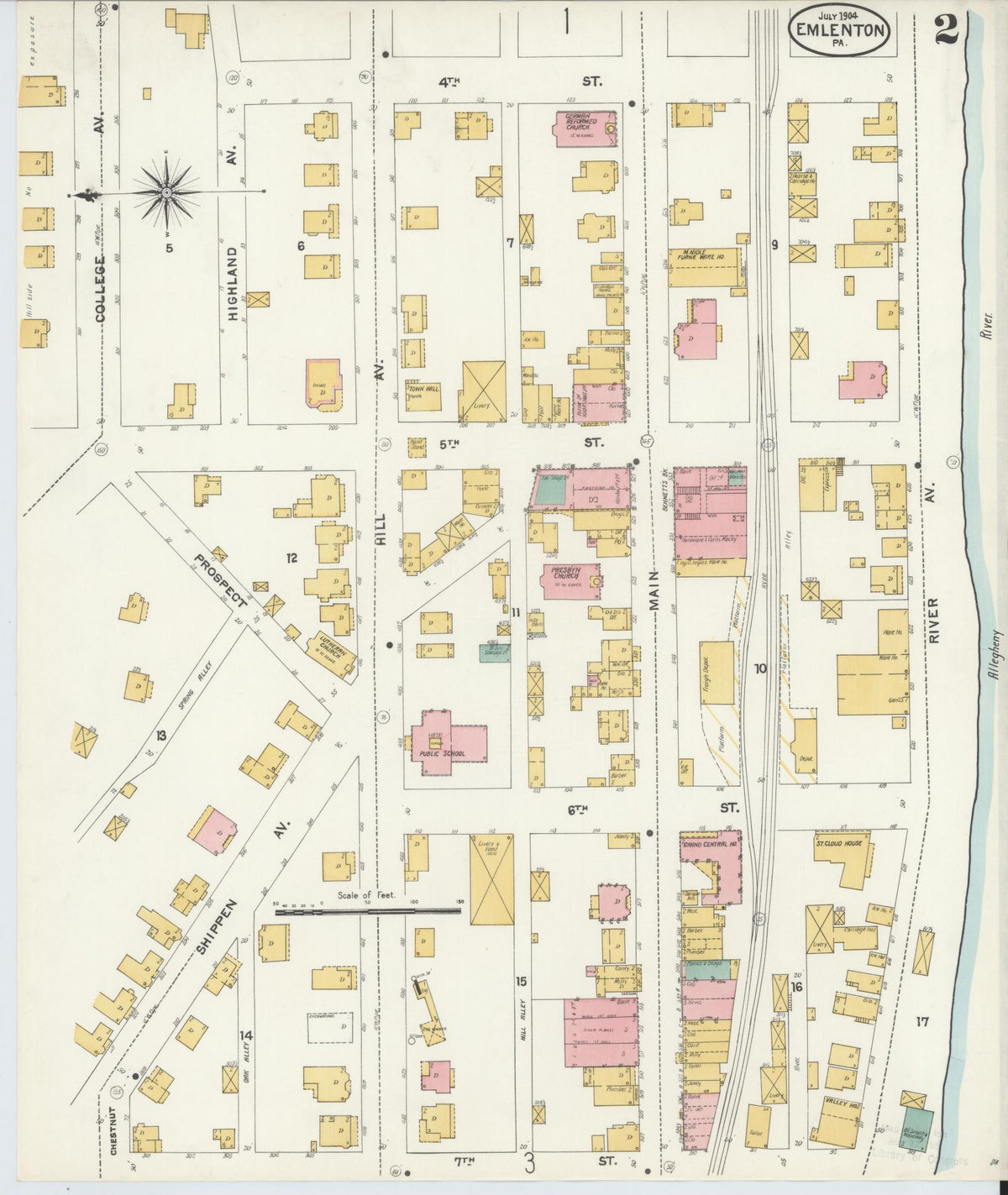 Sanborn Fire Insurance Map from Emlenton, Venango County, Pennsylvania (1904), Sheet #0002 - Complete Map Set gallery image, historic Sanborn map, vintage wall art, Pennsylvania Pennsylvania
