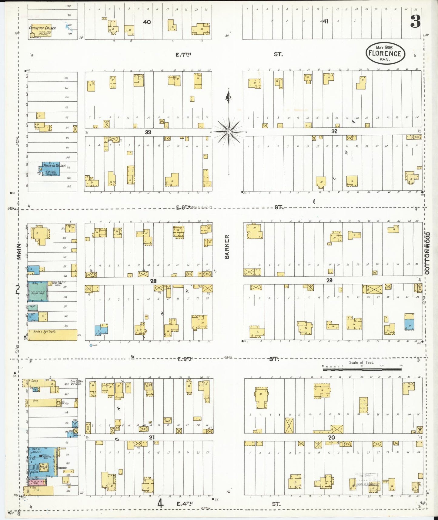 Sanborn Fire Insurance Map from Florence, Marion County, Kansas (1905), Sheet #0003 - Complete Map Set gallery image, historic Sanborn map, vintage wall art, Kansas Kansas