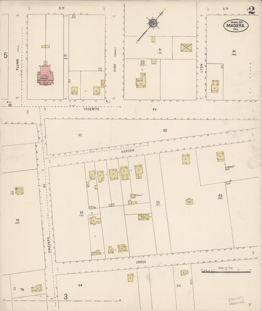 Sanborn Fire Insurance Map from Madera, Madera County, California (1912), Sheet #0002 - Historic Sanborn Fire Insurance Map Print, vintage old map wall art, antique decor, genealogy gift, California California map