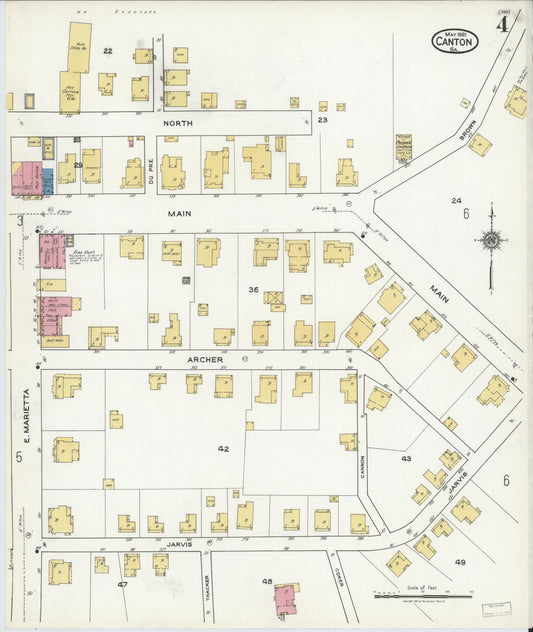 Sanborn Fire Insurance Map from Canton, Cherokee County, Georgia (1921), Sheet #0004 - Historic Sanborn Fire Insurance Map Print, vintage old map wall art, antique decor, genealogy gift, Georgia Georgia map