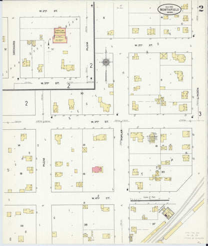 Sanborn Fire Insurance Map from Northfield, Rice County, Minnesota (1910), Sheet #0002 - Historic Sanborn Fire Insurance Map Print, vintage old map wall art, antique decor, genealogy gift, Minnesota Minnesota map