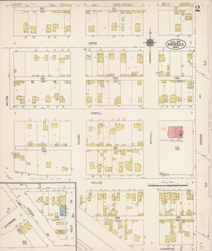 Sanborn Fire Insurance Map from Missoula, Missoula County, Montana (1912), Sheet #0002 - Complete Map Set gallery image, historic Sanborn map, vintage wall art, Montana Montana
