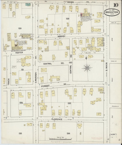Sanborn Fire Insurance Map from Brockton, Plymouth County, Massachusetts (1889), Sheet #0010 - Complete Map Set gallery image, historic Sanborn map, vintage wall art, Massachusetts Massachusetts