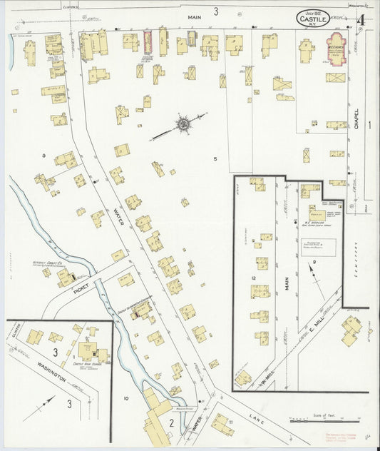 Sanborn Fire Insurance Map from Castile, Wyoming County, New York (1912), Sheet #0004 - Historic Sanborn Fire Insurance Map Print, vintage old map wall art, antique decor, genealogy gift, Castile Wyoming map
