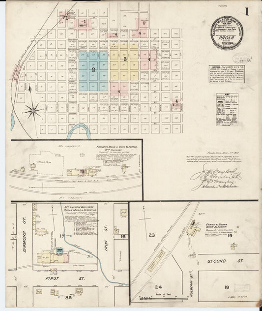 Sanborn Fire Insurance Map from Paola, Miami County, Kansas (1884), Sheet #0001 - Complete Map Set gallery image, historic Sanborn map, vintage wall art, Kansas Kansas