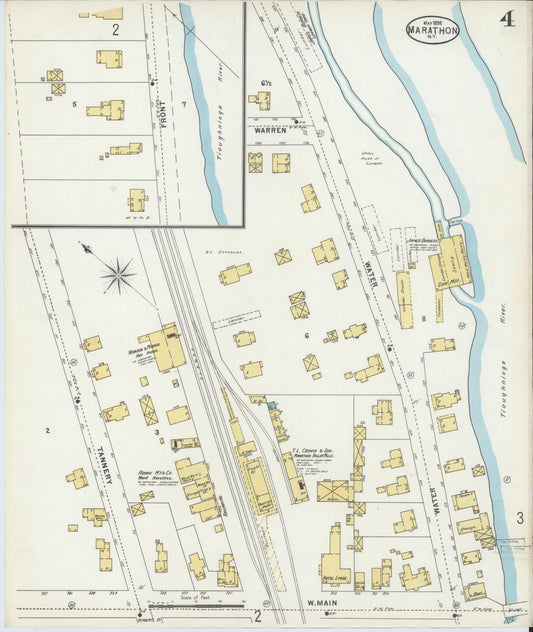 Sanborn Fire Insurance Map from Marathon, Cortland County, New York (1898), Sheet #0004 - Historic Sanborn Fire Insurance Map Print, vintage old map wall art, antique decor, genealogy gift, New York New York map