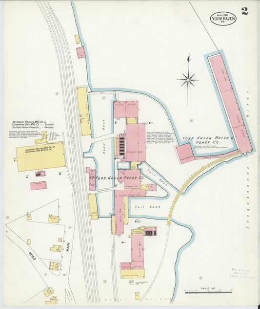 Sanborn Fire Insurance Map from York Haven, York County, Pennsylvania (1908), Sheet #0002 - Historic Sanborn Fire Insurance Map Print, vintage old map wall art, antique decor, genealogy gift, Pennsylvania Pennsylvania map