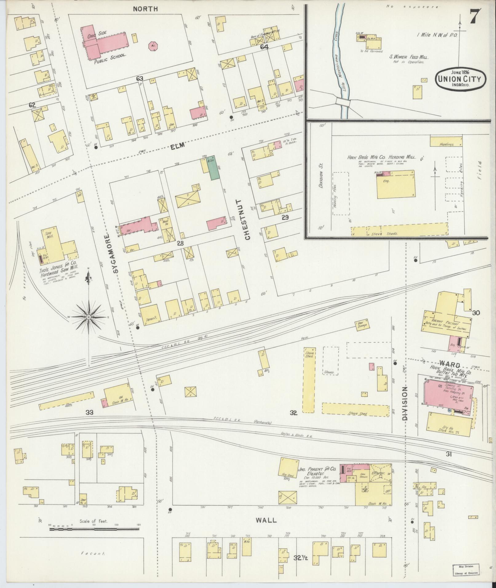Sanborn Fire Insurance Map from Union City, Randolph County, Indiana (1896), Sheet #0007 - Complete Map Set gallery image, historic Sanborn map, vintage wall art, Indiana Indiana