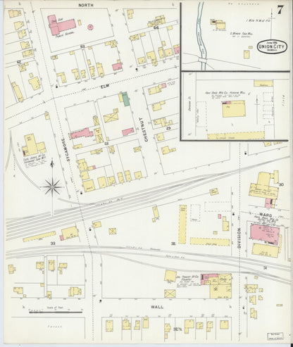 Sanborn Fire Insurance Map from Union City, Randolph County, Indiana (1896), Sheet #0007 - Complete Map Set gallery image, historic Sanborn map, vintage wall art, Indiana Indiana