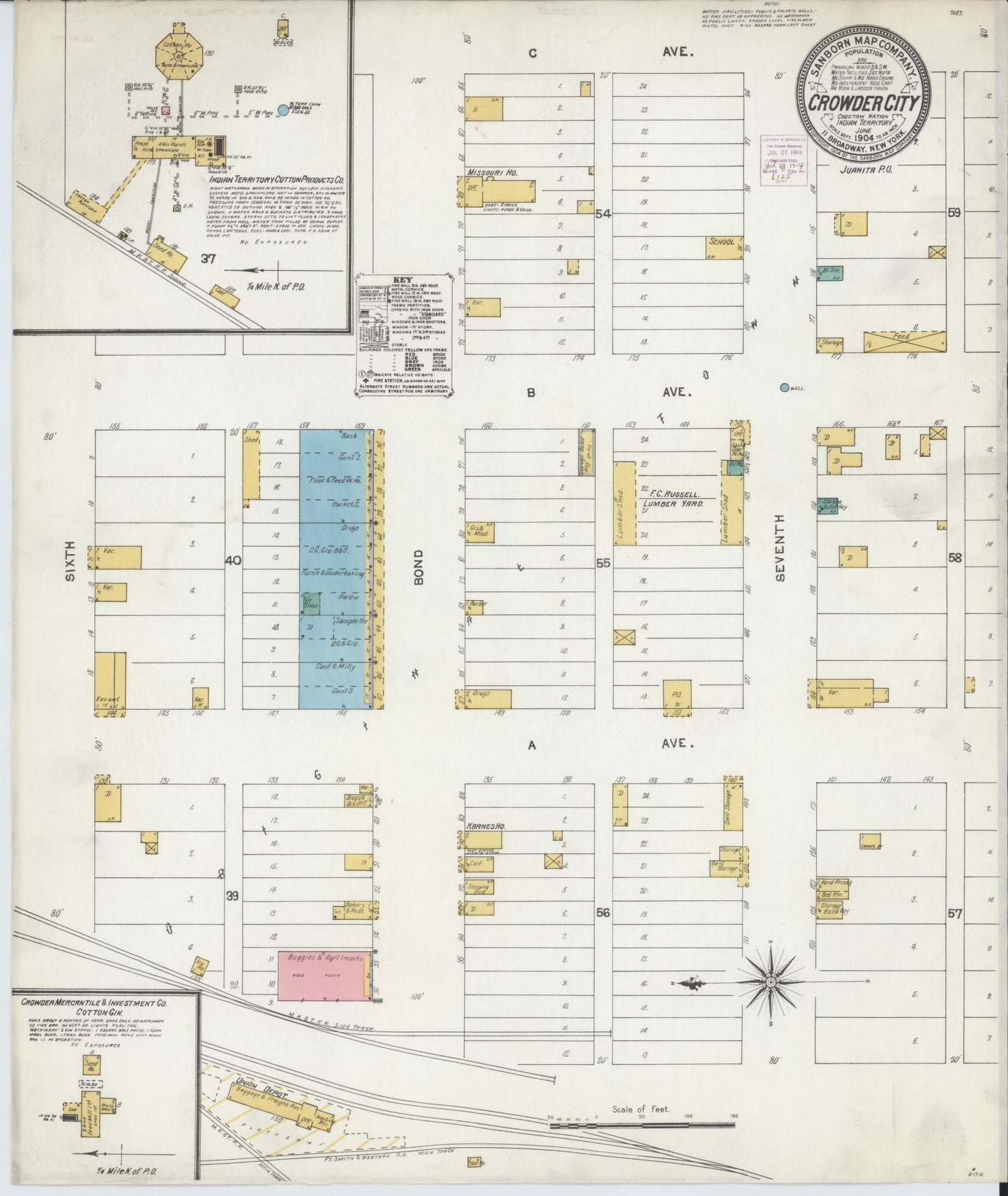 Sanborn Fire Insurance Map from Crowder, Pittsburg County, Oklahoma (1904), Sheet #0001 - Historic Sanborn Fire Insurance Map Print, vintage old map wall art, antique decor, genealogy gift, Oklahoma Oklahoma map