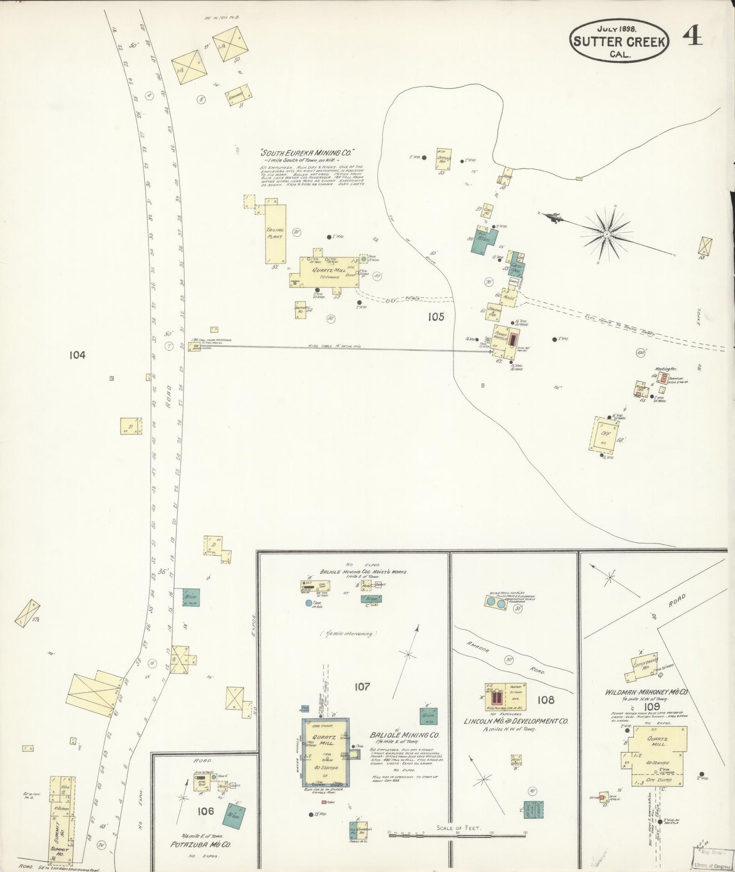Sanborn Fire Insurance Map from Sutter Creek, Amador County, California (1898), Sheet #0004 - Complete Map Set gallery image, historic Sanborn map, vintage wall art, California California