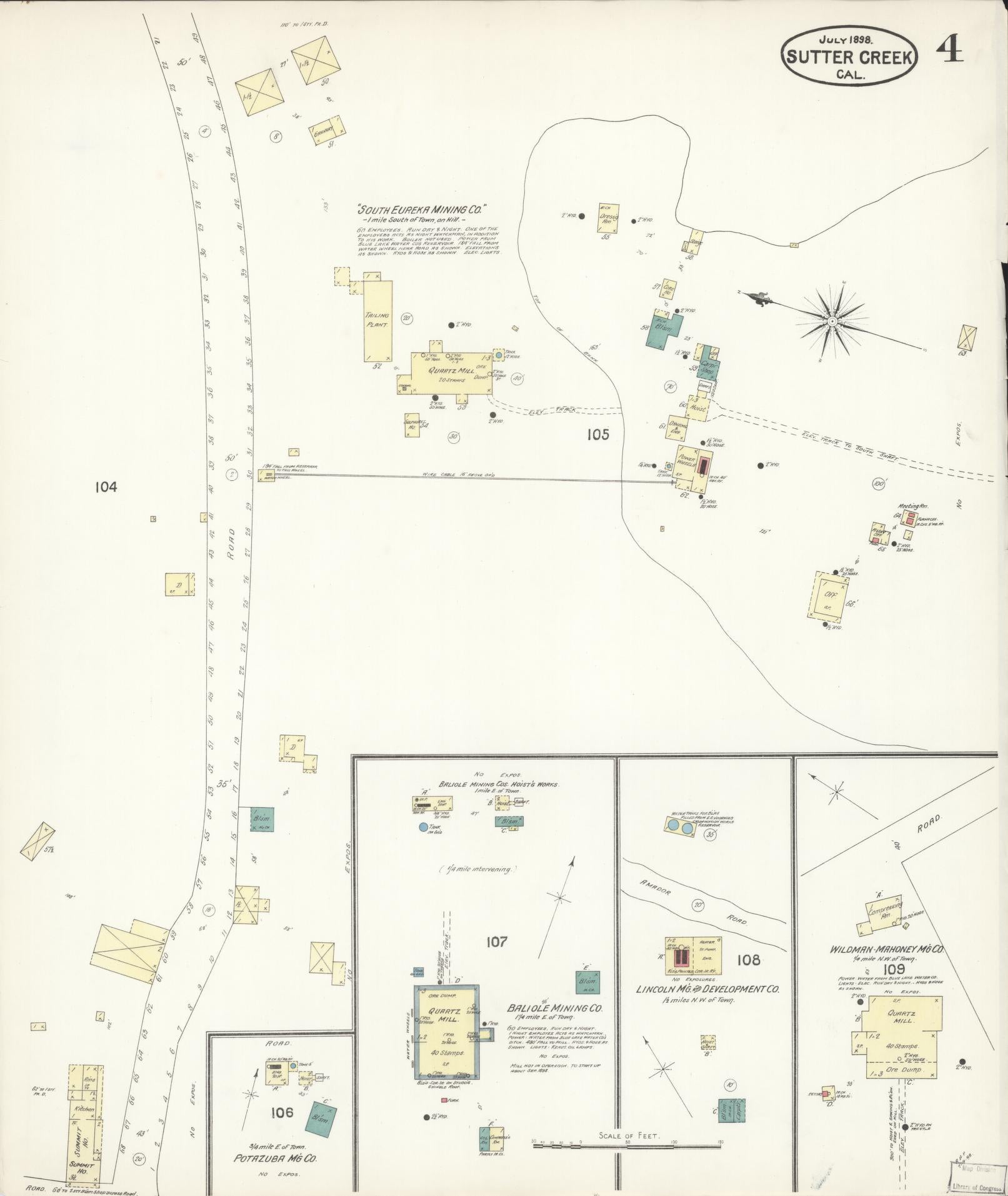 Sanborn Fire Insurance Map from Sutter Creek, Amador County, California (1898), Sheet #0004 - Complete Map Set gallery image, historic Sanborn map, vintage wall art, California California