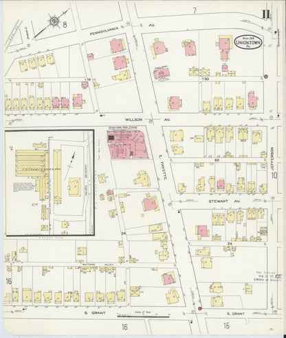 Sanborn Fire Insurance Map from Uniontown, Fayette County, Pennsylvania (1914), Sheet #0011 - Complete Map Set gallery image, historic Sanborn map, vintage wall art, Pennsylvania Pennsylvania