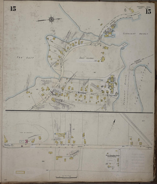 Sanborn Fire Insurance Map from Cohasset, Norfolk County, Massachusetts (1952), Sheet #0015 - Historic Sanborn Fire Insurance Map Print, vintage old map wall art, antique decor, genealogy gift, Massachusetts Massachusetts map