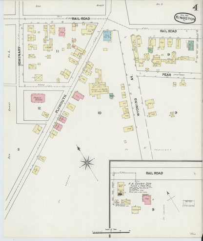 Sanborn Fire Insurance Map from Kingston, Luzerne County, Pennsylvania (1891), Sheet #0004 - Complete Map Set gallery image, historic Sanborn map, vintage wall art, Pennsylvania Pennsylvania