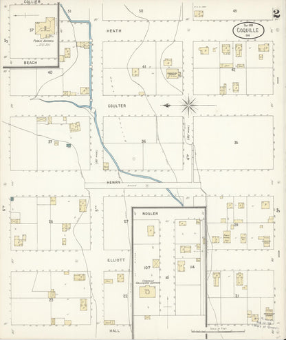 Sanborn Fire Insurance Map from Coquille, Coos County, Oregon (1898), Sheet #0002 - Complete Map Set gallery image, historic Sanborn map, vintage wall art, Oregon Oregon