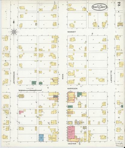 Sanborn Fire Insurance Map from North Liberty, Saint Joseph County, Indiana (1909), Sheet #0002 - Complete Map Set gallery image, historic Sanborn map, vintage wall art, Indiana Indiana