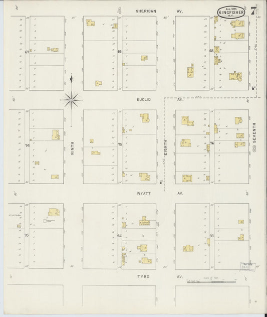 Sanborn Fire Insurance Map from Kingfisher, Kingfisher County, Oklahoma (1895), Sheet #0007 - Historic Sanborn Fire Insurance Map Print, vintage old map wall art, antique decor, genealogy gift, Oklahoma Oklahoma map
