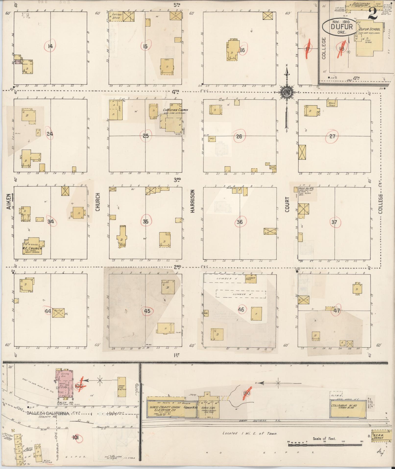 Sanborn Fire Insurance Map from Dufur, Wasco County, Oregon (1931), Sheet #0002 - Complete Map Set gallery image, historic Sanborn map, vintage wall art, Oregon Oregon
