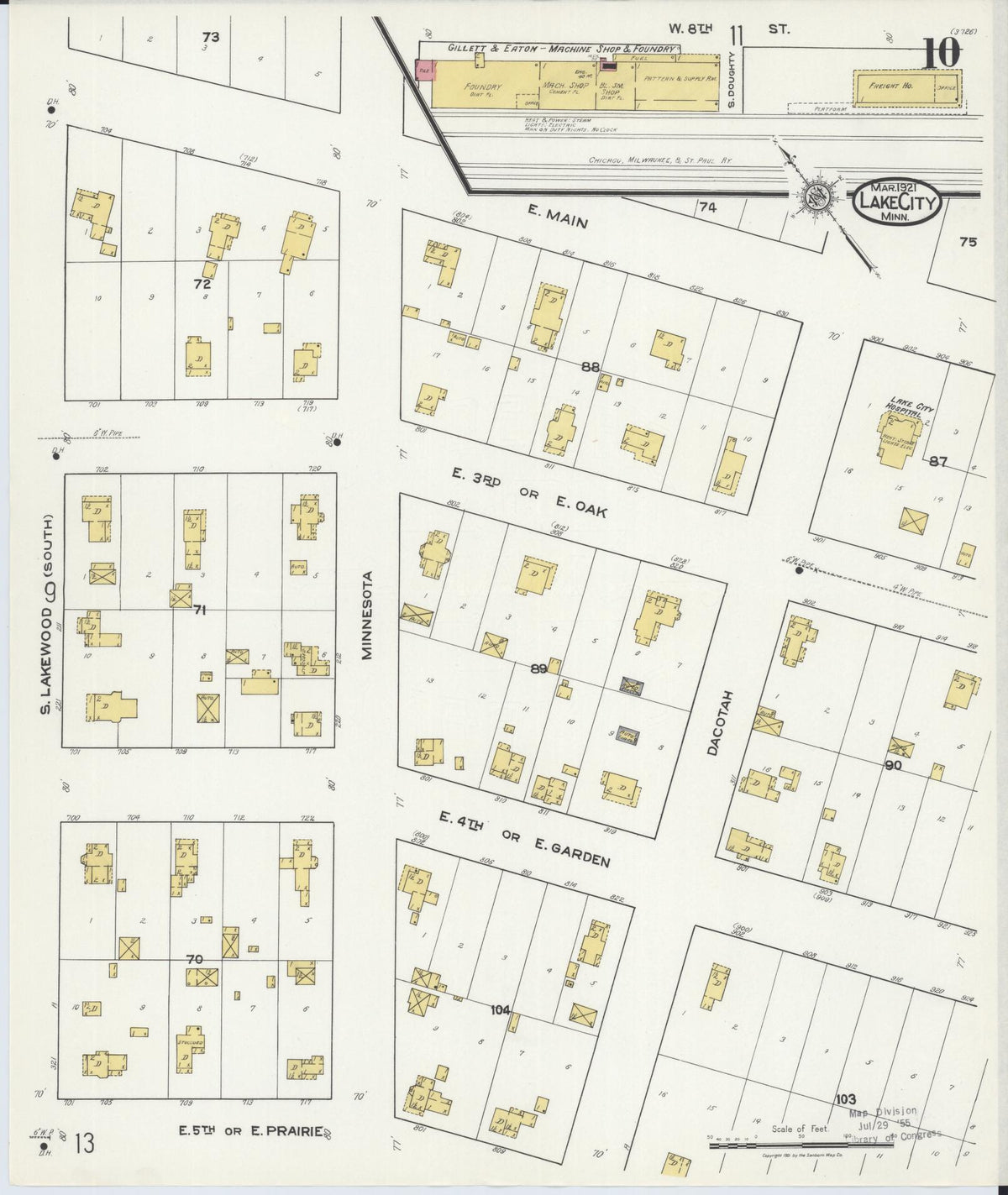 Sanborn Fire Insurance Map from Lake City, Wabasha County, Minnesota (1921), Sheet #0010 - Complete Map Set gallery image, historic Sanborn map, vintage wall art, Minnesota Minnesota