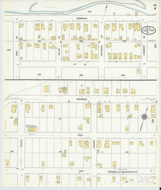 Sanborn Fire Insurance Map from Galeton, Potter County, Pennsylvania (1911), Sheet #0007 - Historic Sanborn Fire Insurance Map Print, vintage old map wall art, antique decor, genealogy gift, Pennsylvania Pennsylvania map