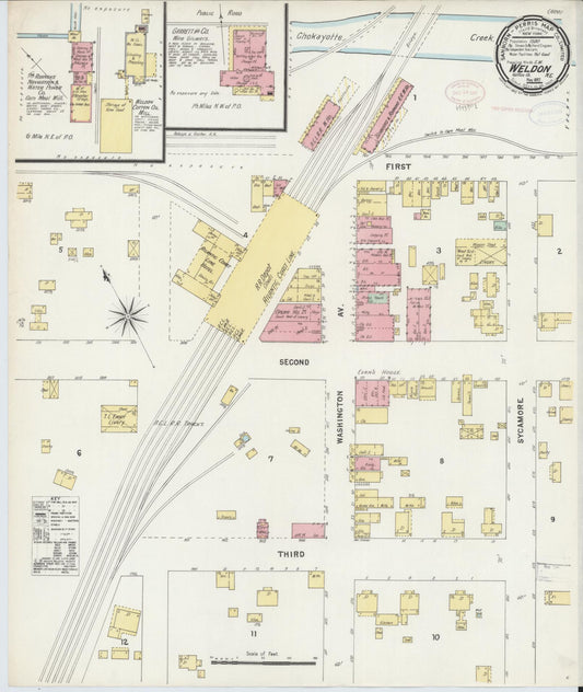Sanborn Fire Insurance Map from Weldon, Halifax County, North Carolina (1897), Sheet #0001 - Historic Sanborn Fire Insurance Map Print, vintage old map wall art, antique decor, genealogy gift, North Carolina North Carolina map