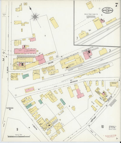 Sanborn Fire Insurance Map from Westboro, Worcester County, Massachusetts (1904), Sheet #0007 - Complete Map Set gallery image, historic Sanborn map, vintage wall art, Massachusetts Massachusetts