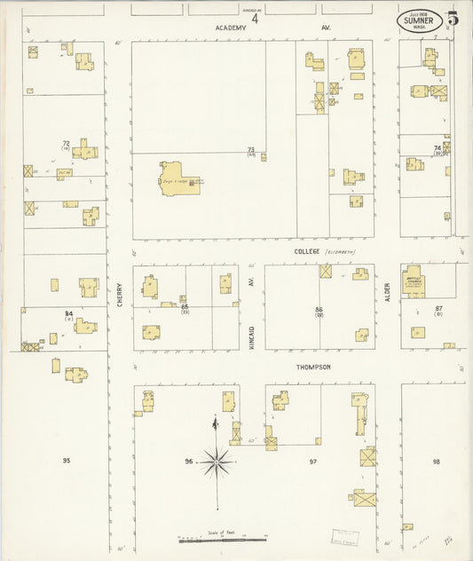 Sanborn Fire Insurance Map from Sumner, Pierce County, Washington (1908), Sheet #0005 - Historic Sanborn Fire Insurance Map Print, vintage old map wall art, antique decor, genealogy gift, Washington Washington map