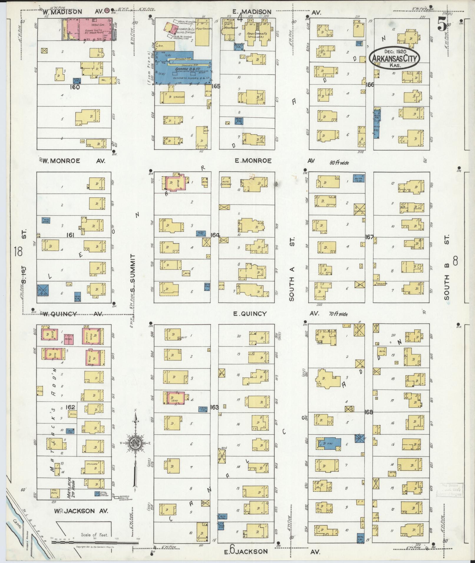 Sanborn Fire Insurance Map from Arkansas City, Cowley County, Kansas (1920), Sheet #0005 - Complete Map Set gallery image, historic Sanborn map, vintage wall art, Arkansas Arkansas