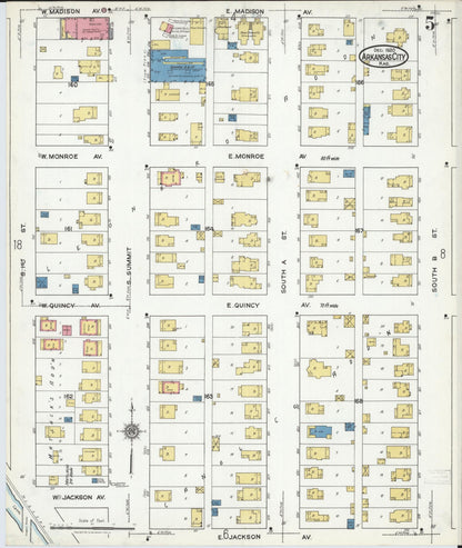 Sanborn Fire Insurance Map from Arkansas City, Cowley County, Kansas (1920), Sheet #0005 - Complete Map Set gallery image, historic Sanborn map, vintage wall art, Arkansas Arkansas