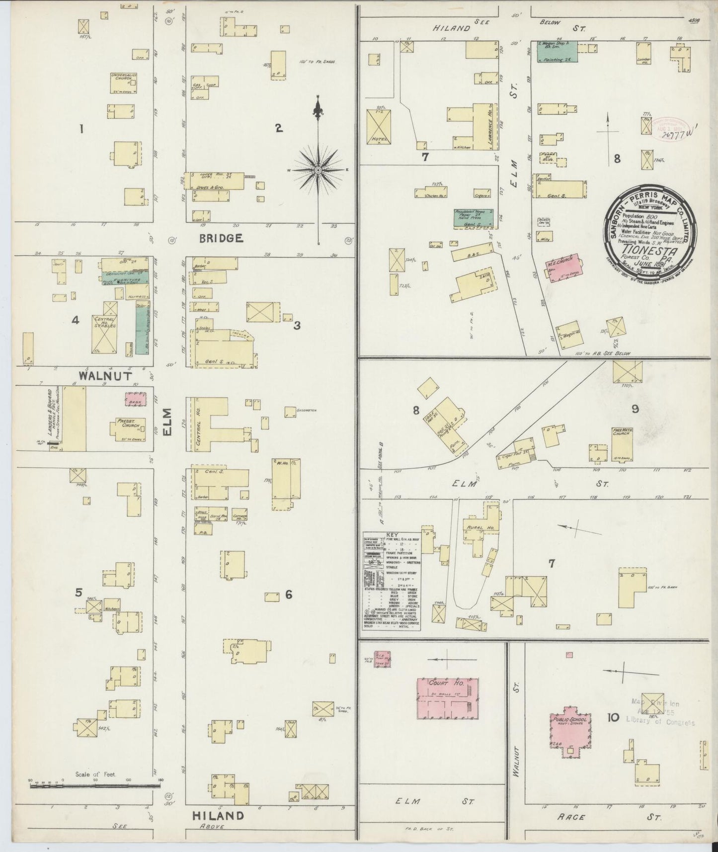 Sanborn Fire Insurance Map from Tionesta, Forest County, Pennsylvania. (1891) – Historic Sanborn Fire Insurance Map Print