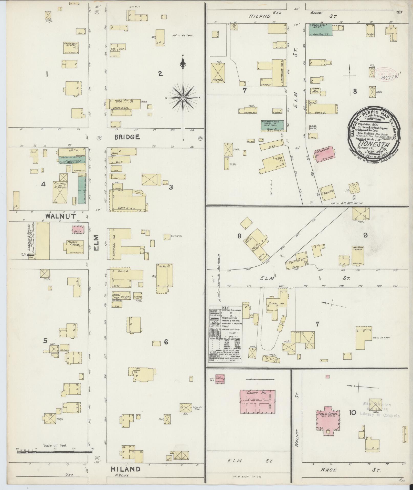 Sanborn Fire Insurance Map from Tionesta, Forest County, Pennsylvania. (1891) – Historic Sanborn Fire Insurance Map Print