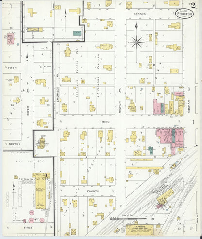 Sanborn Fire Insurance Map from Brockton, Edgar County, Illinois (1909), Sheet #0002 - Complete Map Set gallery image, historic Sanborn map, vintage wall art, Illinois Illinois