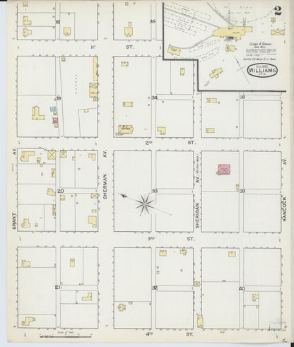 Sanborn Fire Insurance Map from Williams, Coconino County, Arizona (1892), Sheet #0002 - Complete Map Set gallery image, historic Sanborn map, vintage wall art, Arizona Arizona